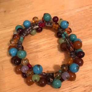 Multi color beaded stretch bracelet